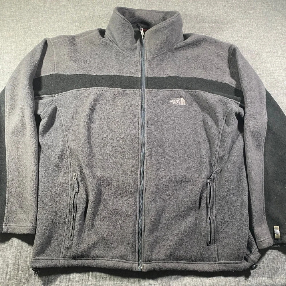 North Face‎ Mens XL Full Zip Fleece Jacket Charcoal Black TKA 200 Performance